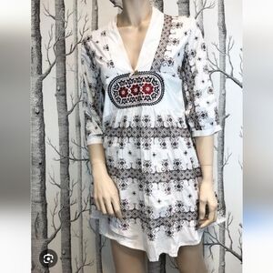 Odd Molly Embroided Four Continent Cross Stitch Tunic Dress Size 1 =US6 Small